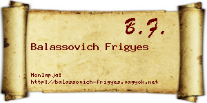 Balassovich Frigyes névjegykártya